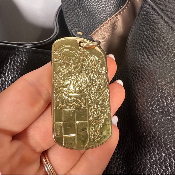 Vince Camuto Leather & Suede Hobo Shoulder Bag Black Gold Large - Picture 10 of 13